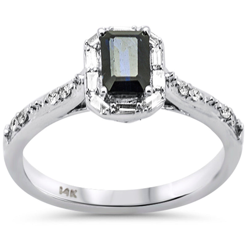 SPECIAL! .91ct G SI 14K White Gold Diamond & Blue Sapphire Gemstones Ring Size 6.5