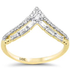 SPECIAL! .27ct G SI 14K Yellow Gold Round & Baguette Diamond Band Ring Size 6.5