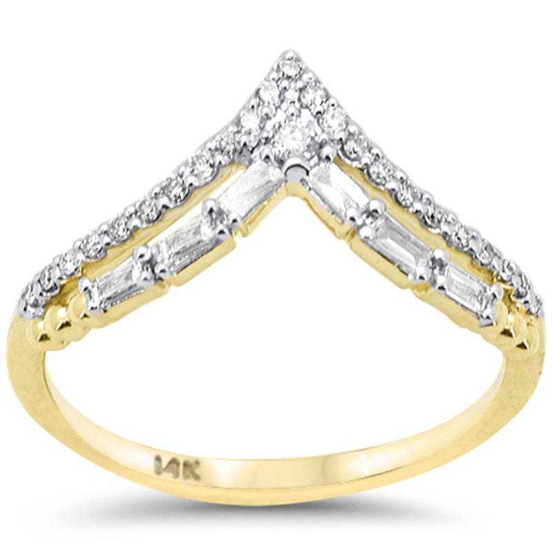 SPECIAL! .27ct G SI 14K Yellow Gold Round & Baguette Diamond Band Ring Size 6.5