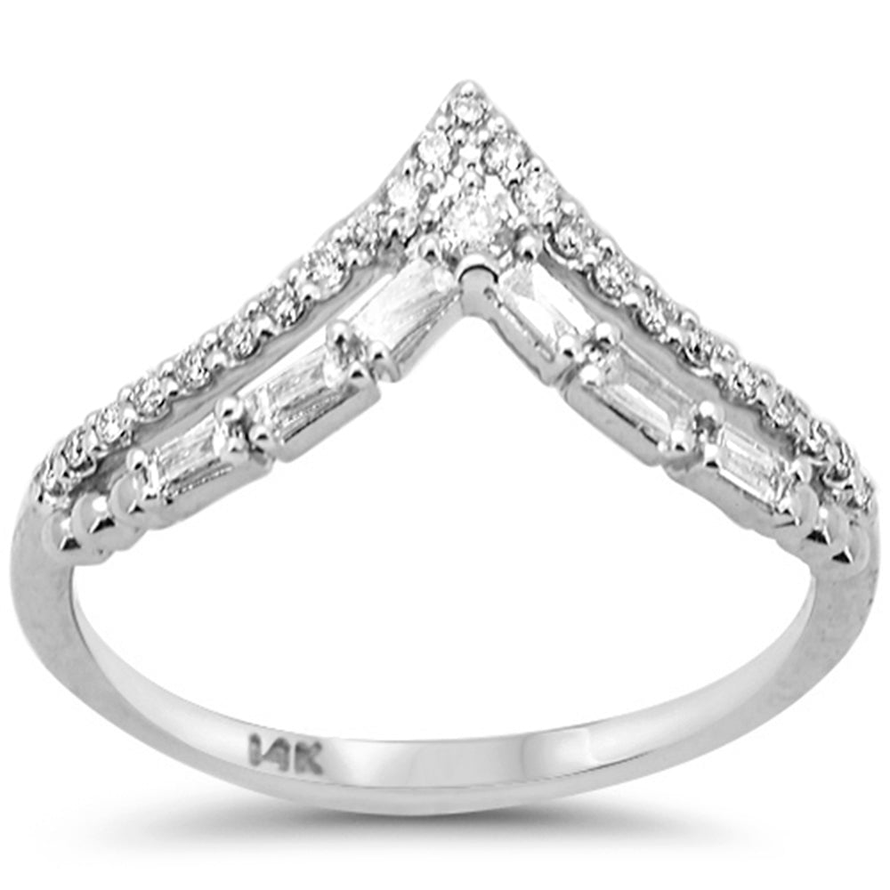 SPECIAL! .27ct G SI 14K White Gold Round & Baguette Diamond Band Ring Size 6.5