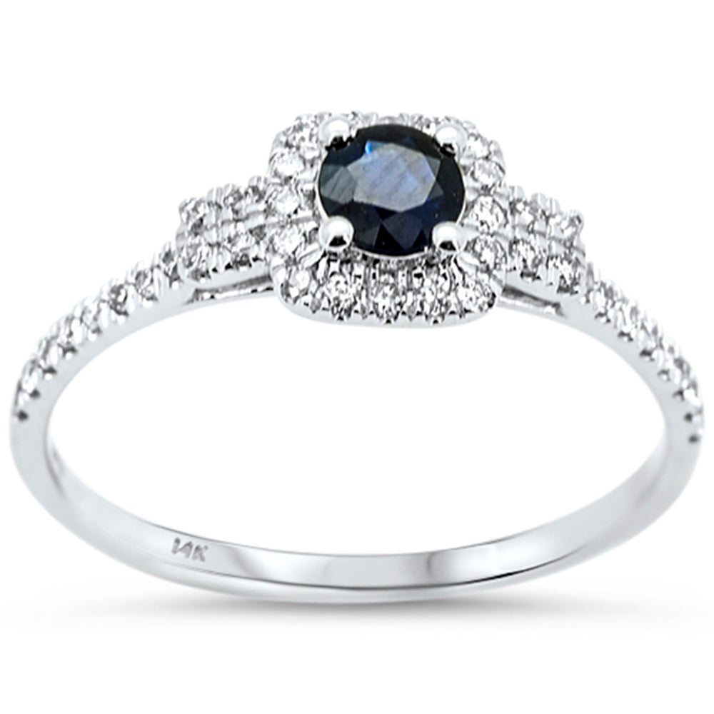 SPECIAL! .48ct G SI 14K White Gold Diamond & Blue Sapphire Gemstones Ring Size 6.5