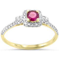 SPECIAL! .47ct G SI 14K Yellow Gold Diamond & Ruby Gemstones Ring Size 6.5
