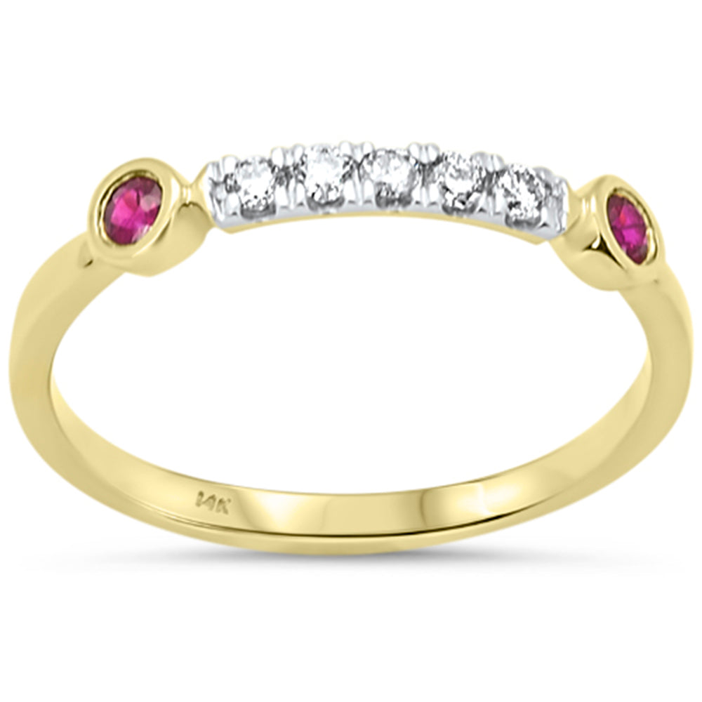 SPECIAL! .22ct G SI 14K Yellow Gold Diamond & Ruby Gemstones Band Ring Size 6.5