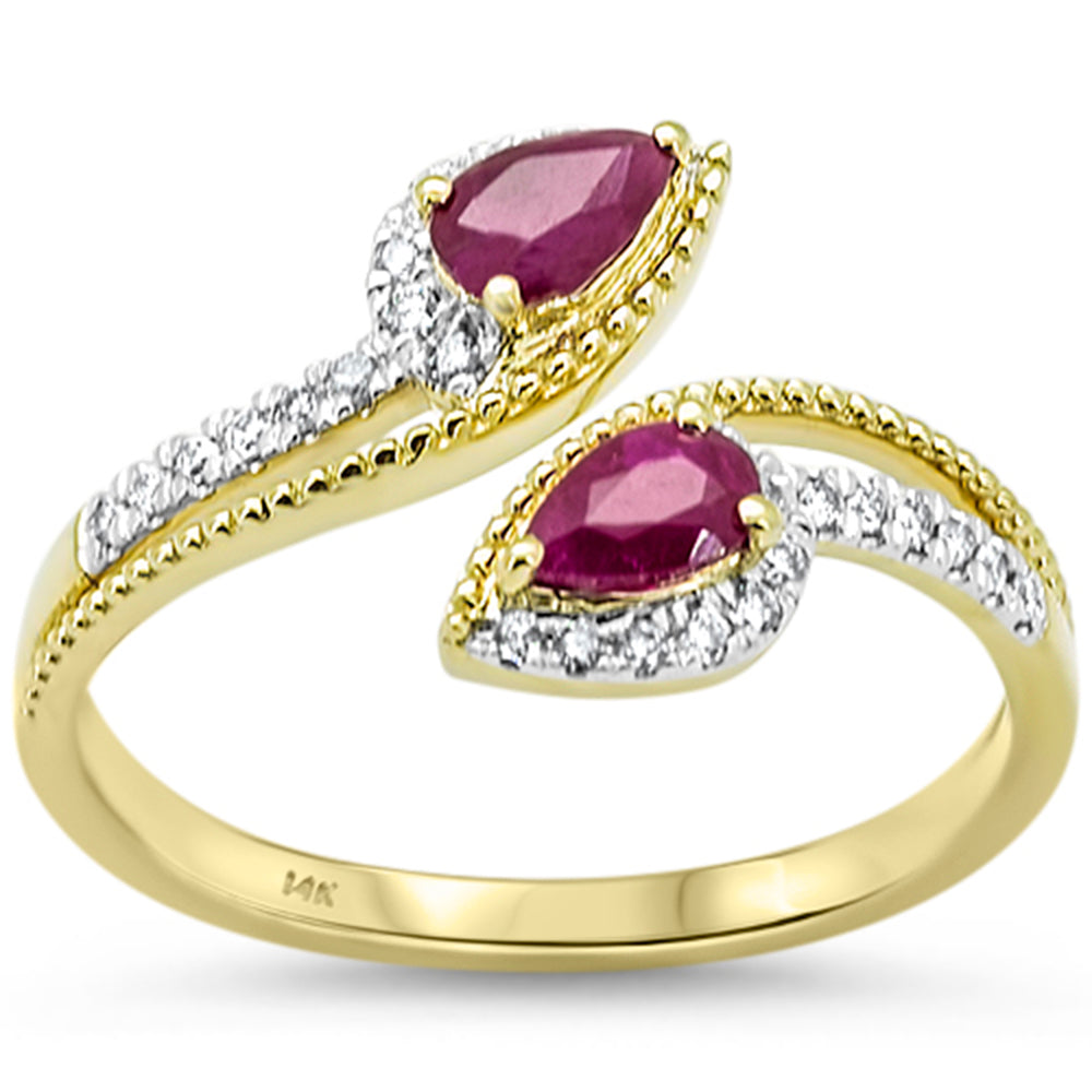 SPECIAL! .81ct G SI 14K Yellow Gold Diamond & Ruby Gemstones Wrap Around Ring Size 6.5