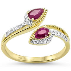 SPECIAL! .81ct G SI 14K Yellow Gold Diamond & Ruby Gemstones Wrap Around Ring Size 6.5