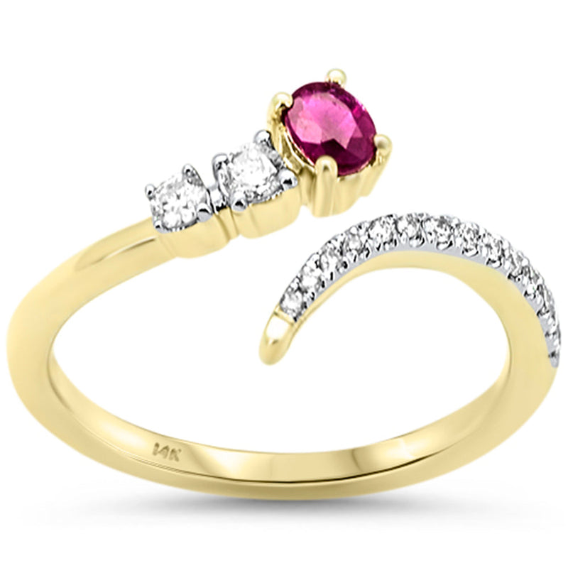 SPECIAL! .41ct G SI 14K Yellow Gold Diamond & Ruby Gemstones Open Ring Size 6.5