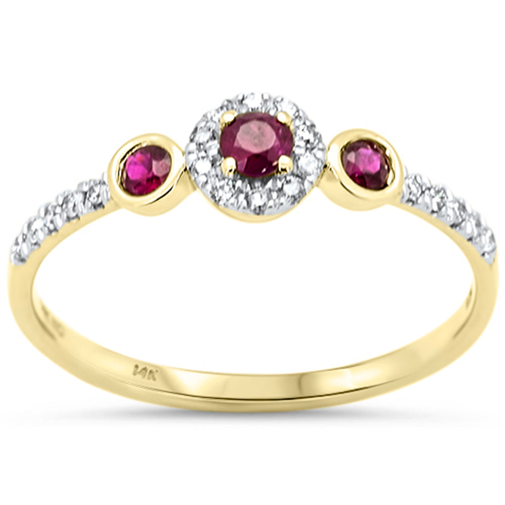 .34ct G SI 14K Yellow Gold Diamond & Ruby Gemstones Band Ring Size 6.5