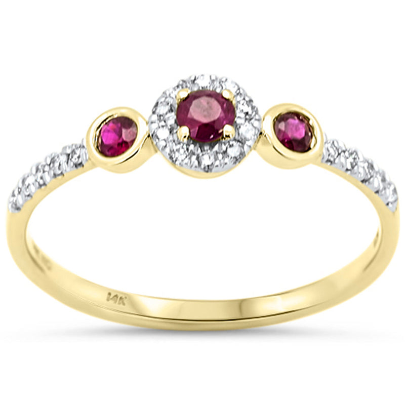 .34ct G SI 14K Yellow Gold Diamond & Ruby Gemstones Band Ring Size 6.5