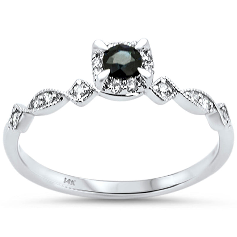 SPECIAL! .28ct G SI 14K White Gold Diamond & Blue Sapphire Gemstones Ring Size 6.5