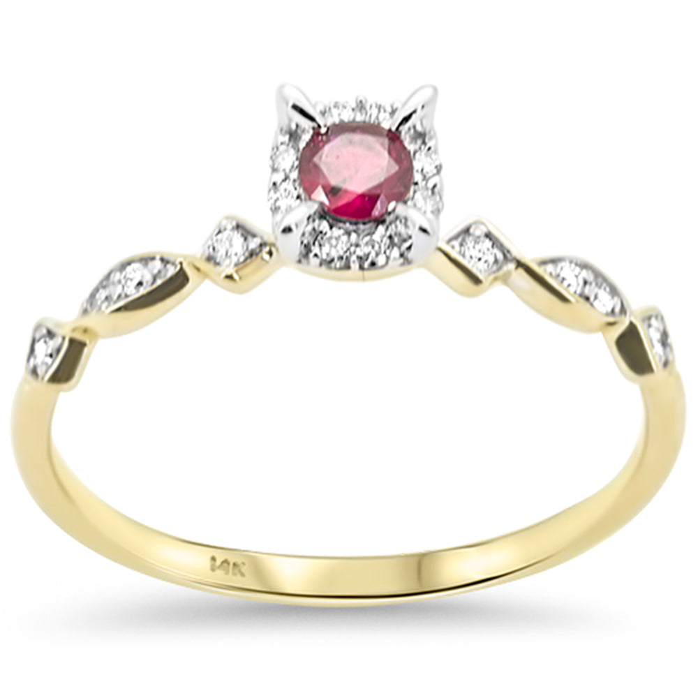 .25ct G SI 14K Yellow Gold Diamond & Ruby Gemstones Ring Size 6.5