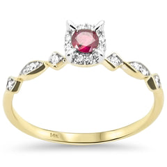 .25ct G SI 14K Yellow Gold Diamond & Ruby Gemstones Ring Size 6.5