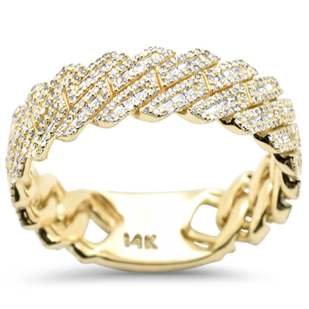 SPECIAL! .98ct G SI 14K Yellow Gold Round & Baguette Diamonds Cuban Ring Size 10