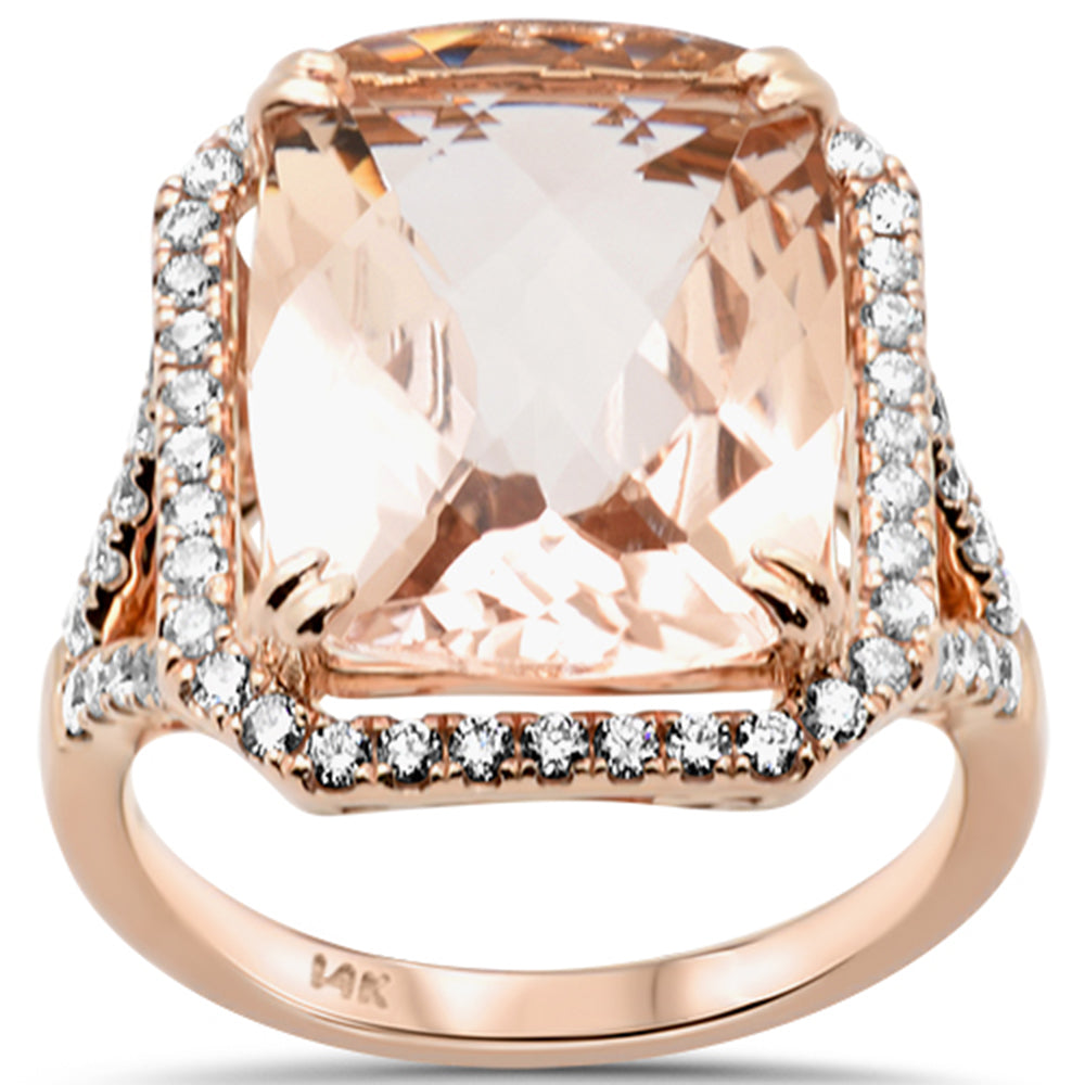 SPECIAL! 8.11ct G SI 14K Rose Gold Round Diamond & Morganite Ring Size 6.5