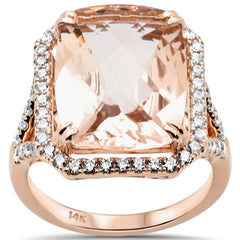 SPECIAL! 8.11ct G SI 14K Rose Gold Round Diamond & Morganite Ring Size 6.5