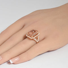 SPECIAL! 8.11ct G SI 14K Rose Gold Round Diamond & Morganite Ring Size 6.5