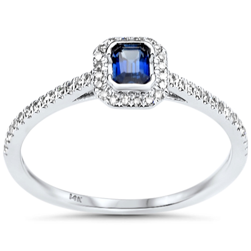 SPECIAL! .46ct G SI 14K White Gold Diamond & Blue Sapphire Gemstone Ring Size 6.5