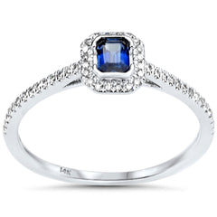 SPECIAL! .46ct G SI 14K White Gold Diamond & Blue Sapphire Gemstone Ring Size 6.5