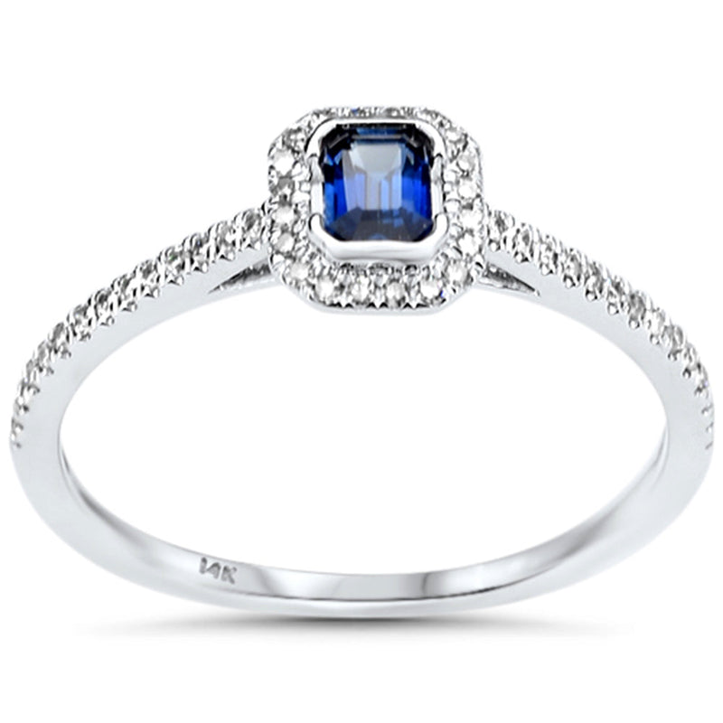 SPECIAL! .46ct G SI 14K White Gold Diamond & Blue Sapphire Gemstone Ring Size 6.5