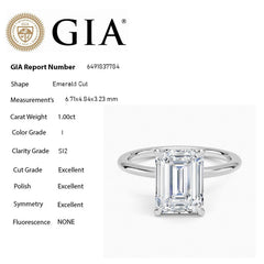 SPECIAL! 1.00ct I-SI2 GIA CERT 14K White Gold Emerald Cut Diamond Engagement Ring