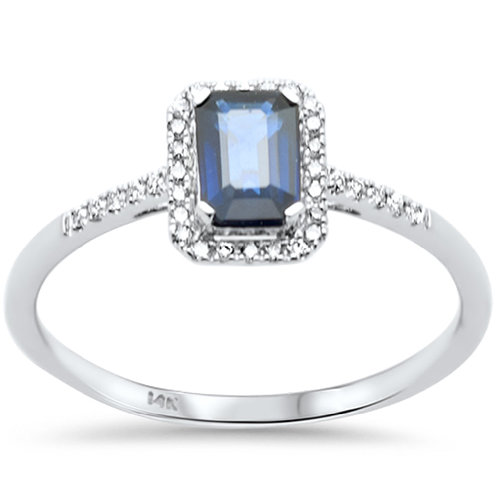 SPECIAL! .68ct G SI 14K White Gold Round Diamond & Blue Sapphire Gemstones Ring Size 6.5