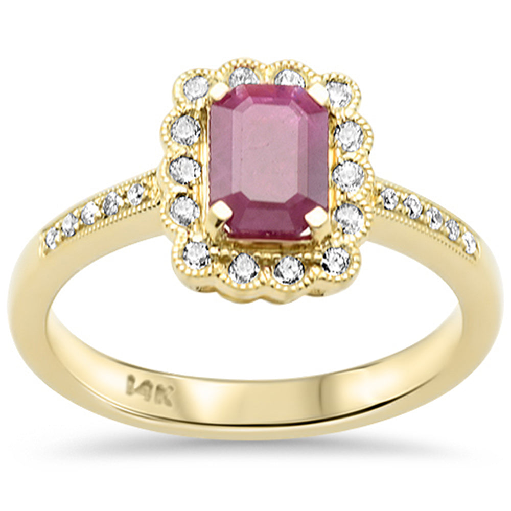 SPECIAL! 1.24ct G SI 14K Yellow Gold Round Diamond & Ruby Gemstones Ring Size 6.5