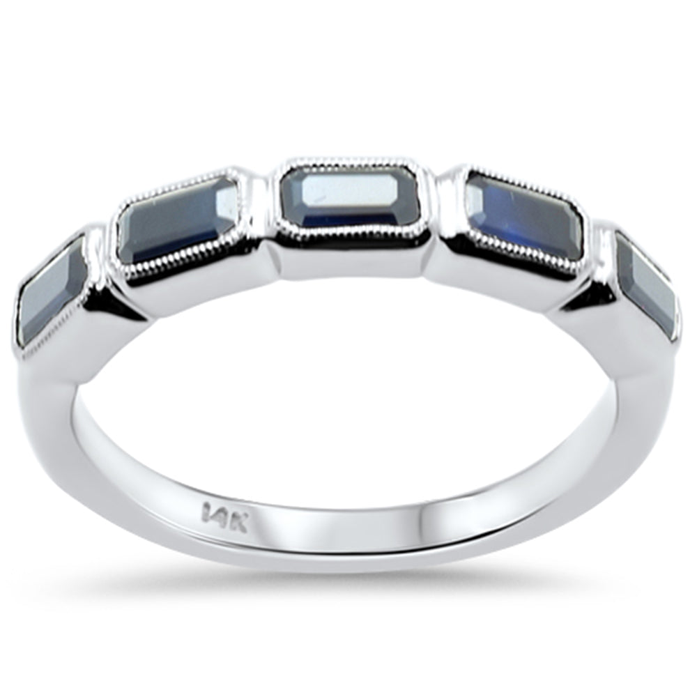 SPECIAL! 1.73ct G SI 14K White Gold 5 Stone Blue Sapphire Gemstone Band Ring Size 6.5