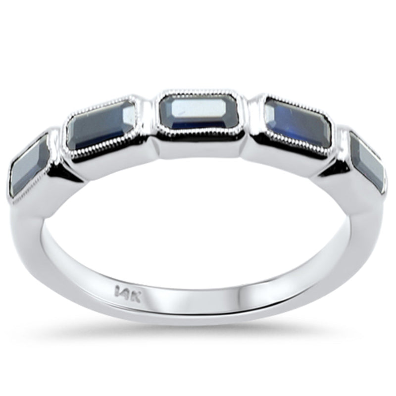 SPECIAL! 1.73ct G SI 14K White Gold 5 Stone Blue Sapphire Gemstone Band Ring Size 6.5
