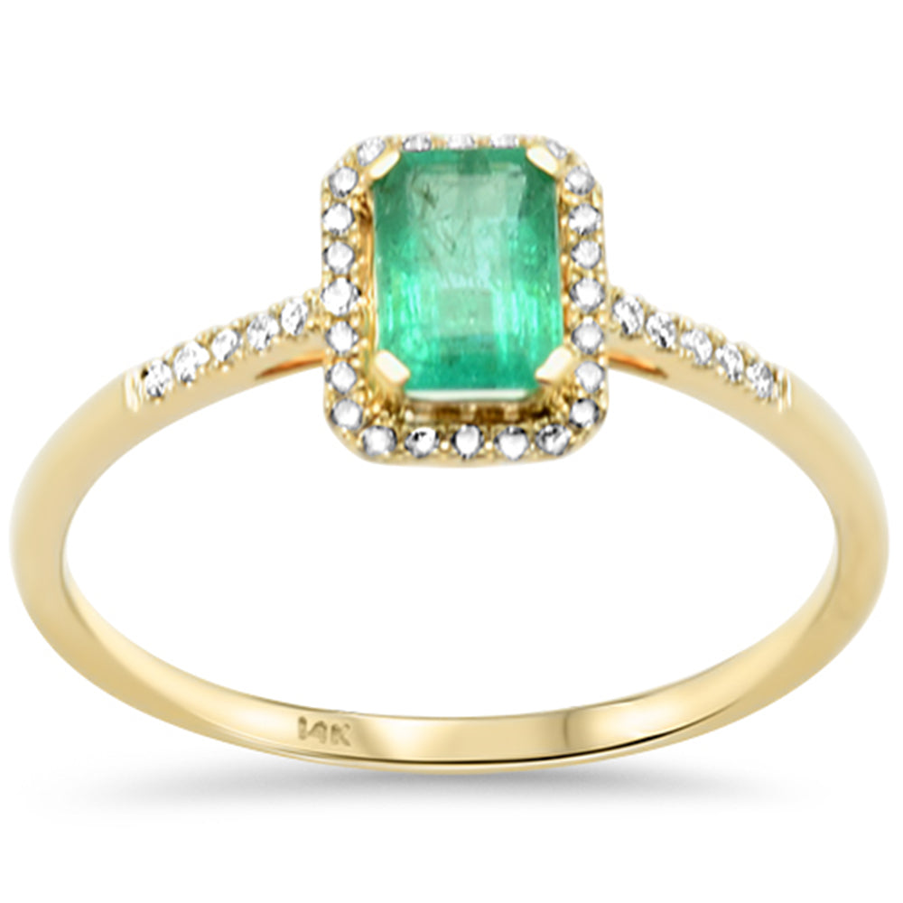 SPECIAL! .64ct G SI 14K Yellow Gold Round Diamond & Emerald Gemstones Ring Size 6.5