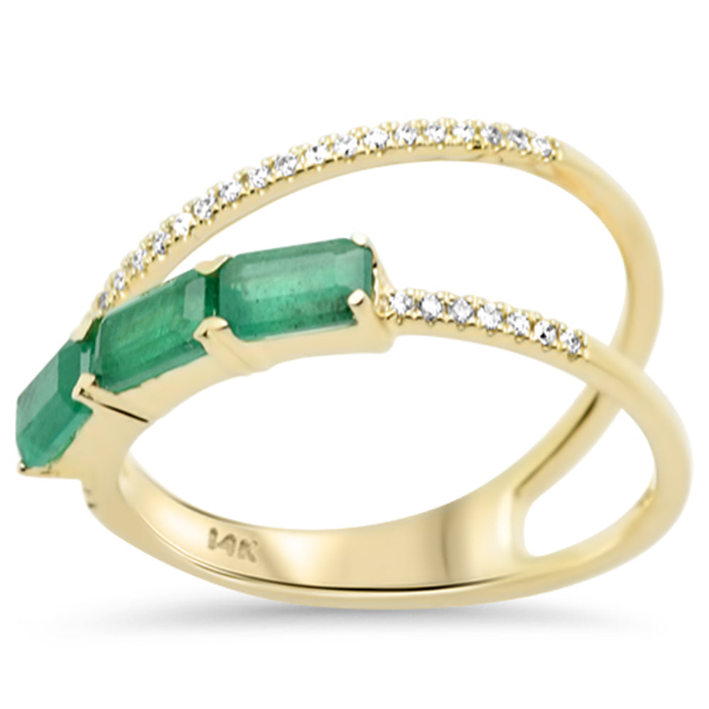 SPECIAL! 1.02ct G SI 14K Yellow Gold Round Diamond & Emerald Gemstones Ring Size 6.5