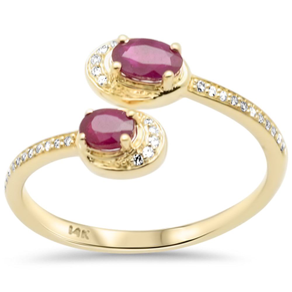 SPECIAL! .74ct G SI 14K Yellow Gold Round Diamond & Ruby Gemstones Ring Size 6.5