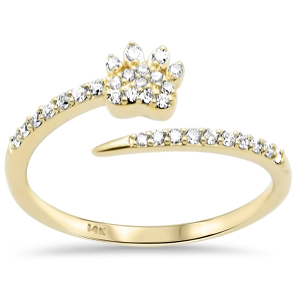 SPECIAL! .19ct G SI 14K Yellow Gold Round Diamond Paw Open Band Ring Size 6.5