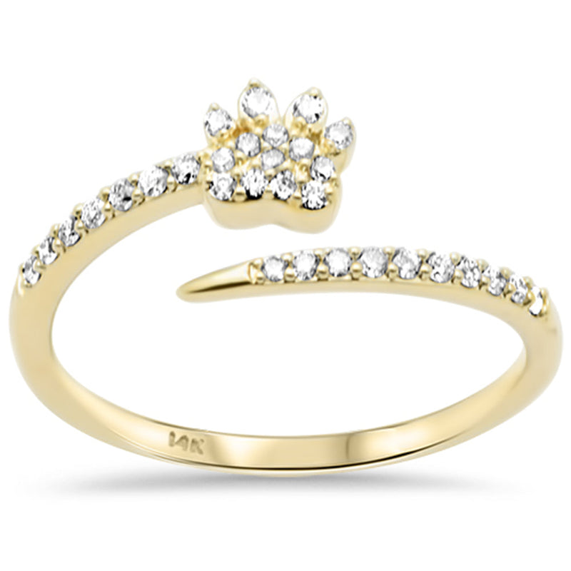 SPECIAL! .19ct G SI 14K Yellow Gold Round Diamond Paw Open Band Ring Size 6.5