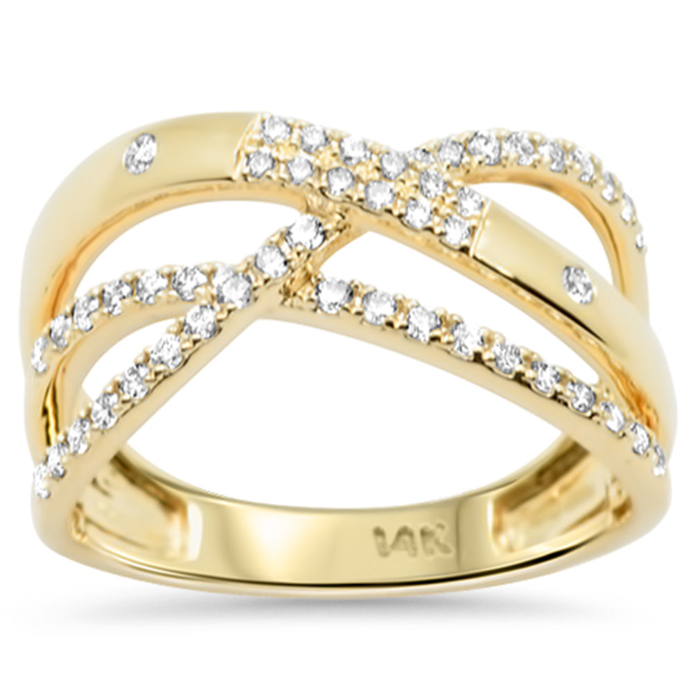 SPECIAL! .37ct G SI 14K Yellow Gold Trendy Diamond Criss Cross Band Ring Size 6.5