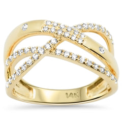 SPECIAL! .37ct G SI 14K Yellow Gold Trendy Diamond Criss Cross Band Ring Size 6.5
