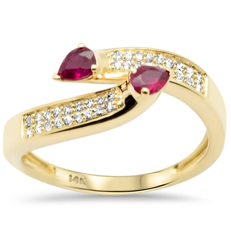 SPECIAL! .45ct G SI 14K Yellow Gold Round Diamond & Ruby Gemstones Ring Size 6.5