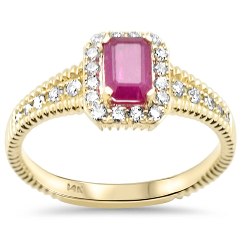 SPECIAL! .94ct G SI 14K Yellow Gold Round Diamond & Ruby Gemstones Ring Size 6.5