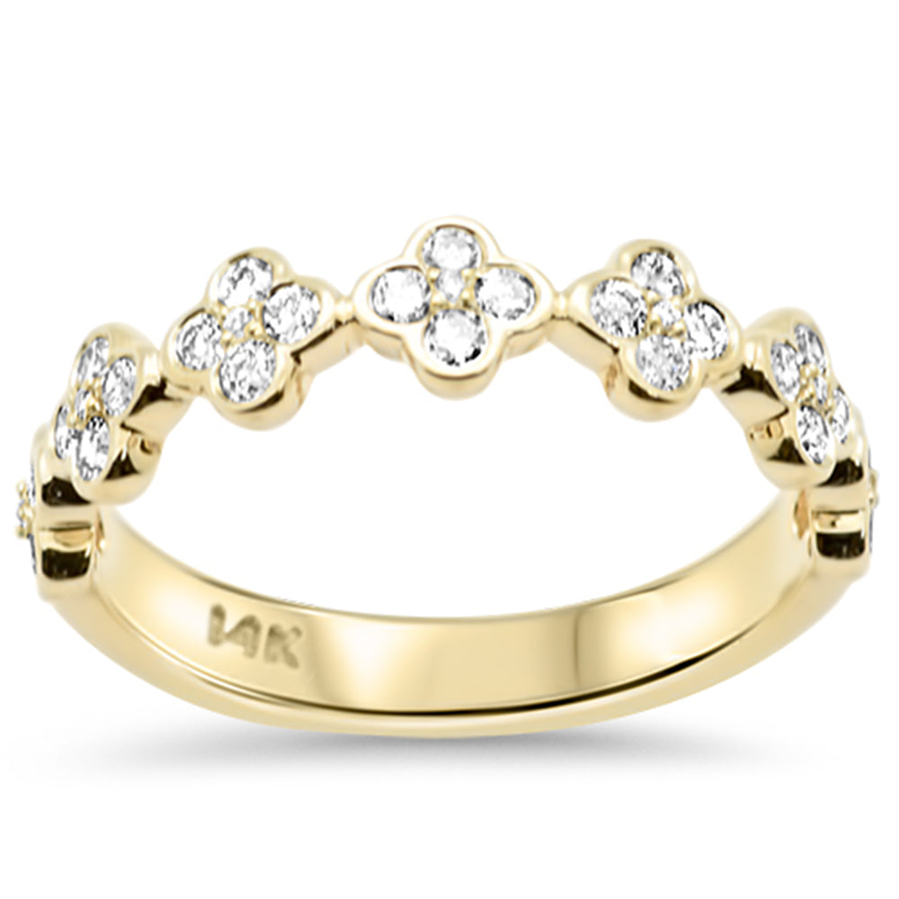 SPECIAL! .45ct G SI 14K Yellow Gold Round Diamond Clover Band Ring Size 6.5