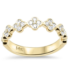 SPECIAL! .45ct G SI 14K Yellow Gold Round Diamond Clover Band Ring Size 6.5