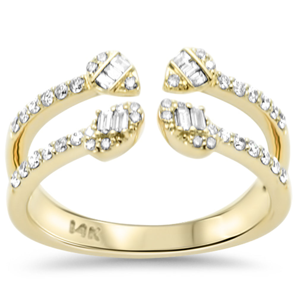 SPECIAL! .38ct G SI 14K Yellow Gold Round & Baguette Diamond Open Ring Size 6.5