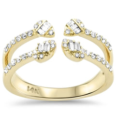 SPECIAL! .38ct G SI 14K Yellow Gold Round & Baguette Diamond Open Ring Size 6.5