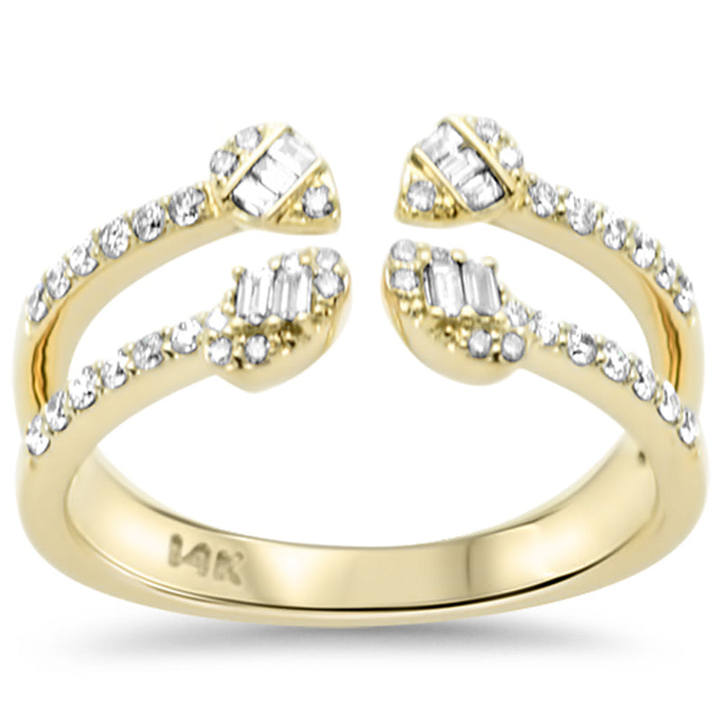 SPECIAL! .38ct G SI 14K Yellow Gold Round & Baguette Diamond Open Ring Size 6.5