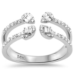 SPECIAL! .34ct G SI 14K White Gold Round & Baguette Diamond Open Ring Size 6.5