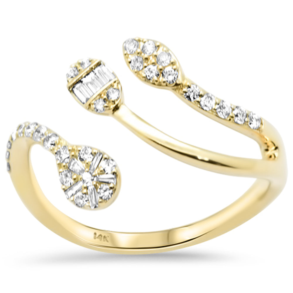 SPECIAL! .28ct G SI 14K Yellow Gold Round Round & Baguette Diamond Wrap Around Ring Size 6.5