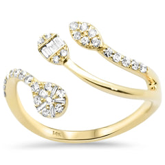 SPECIAL! .28ct G SI 14K Yellow Gold Round Round & Baguette Diamond Wrap Around Ring Size 6.5