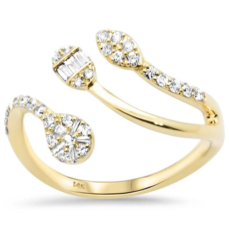 SPECIAL! .28ct G SI 14K Yellow Gold Round Round & Baguette Diamond Wrap Around Ring Size 6.5