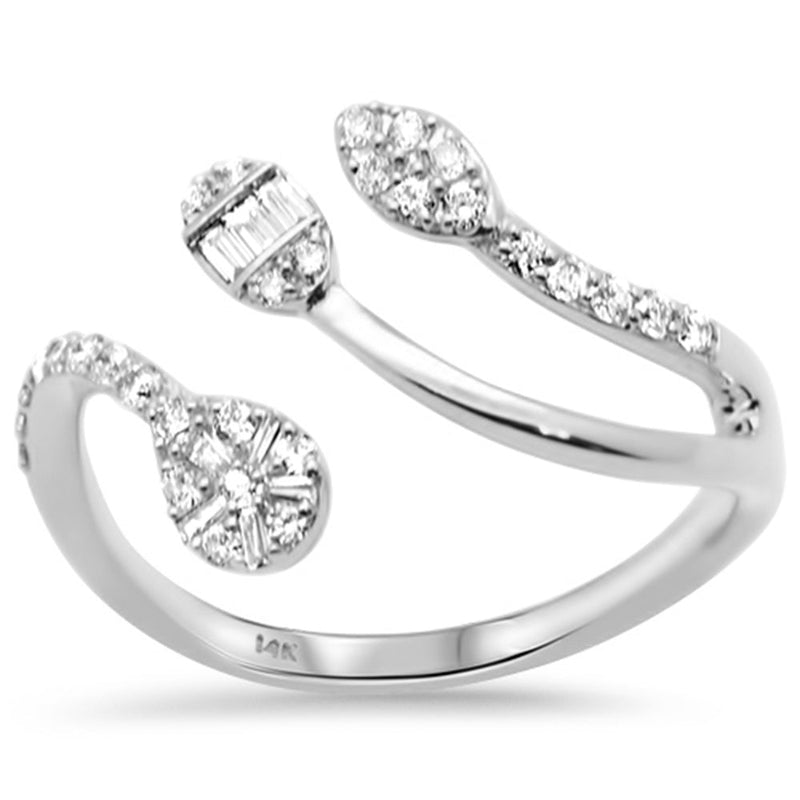 SPECIAL! .30ct G SI 14K White Gold Round & Baguette Diamond Wrap Around Ring Size 6.5