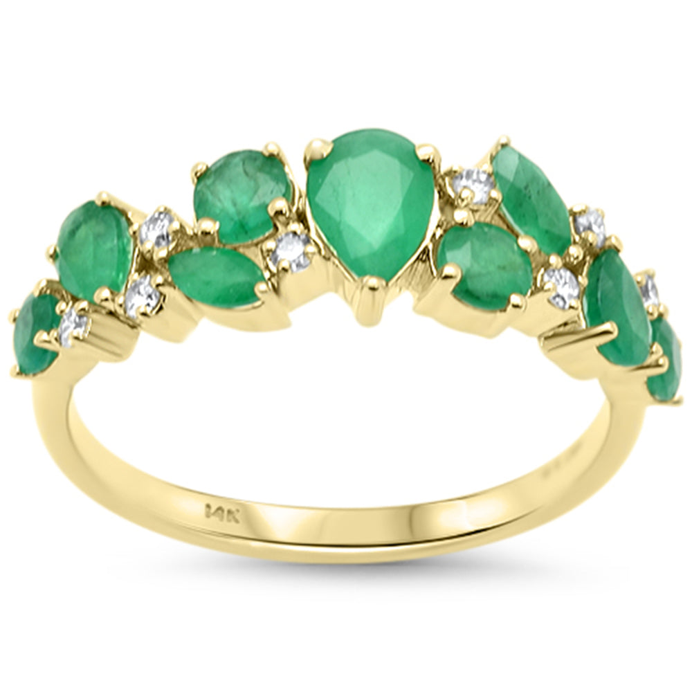 SPECIAL! 1.21ct G SI 14K Yellow Gold Round Diamond & Emerald Gemstone Ring Size 6.5
