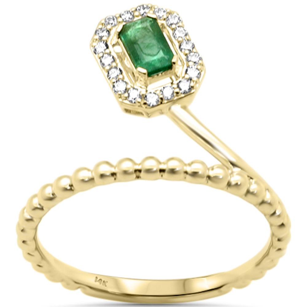 SPECIAL! .36ct G SI 14K Yellow Gold Round Diamond & Emerald Gemstone Ring Size 6.5