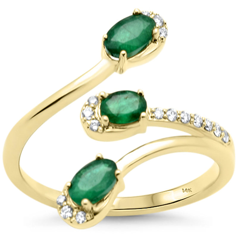 SPECIAL! .63ct G SI 14K Yellow Gold Round Diamond & Emerald Gemstone Ring Size 6.5