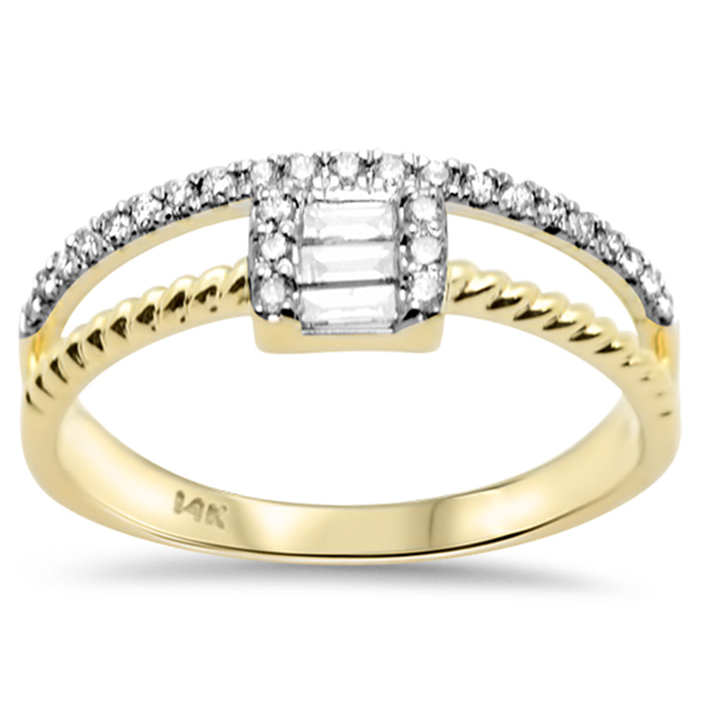 SPECIAL! .28ct G SI 14K Yellow Gold Round & Baguette Diamond Ring Size 6.5
